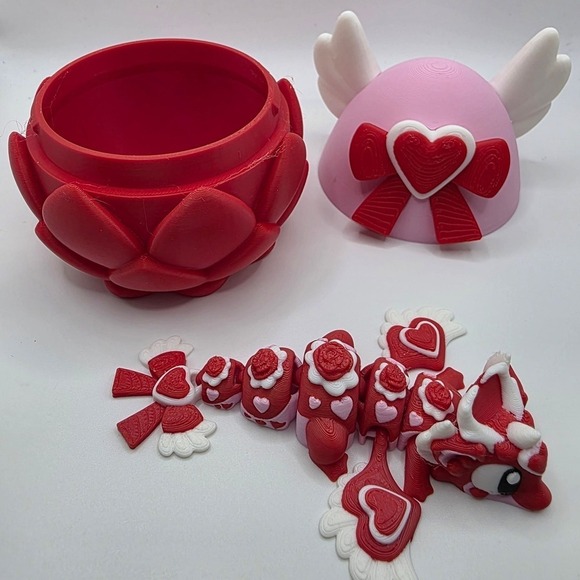 3D Printed Articulated HeartSeeker Mini Dragon and Heart Egg Set - Picture 4 of 7